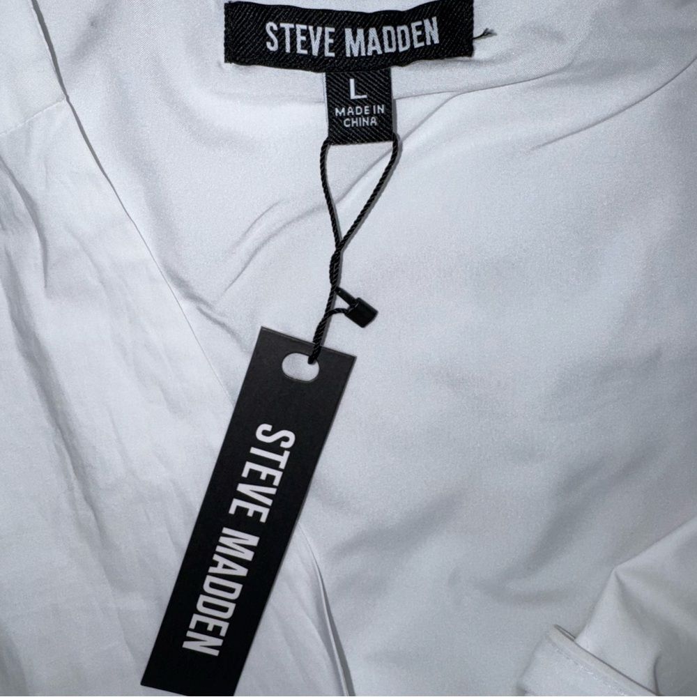 NWT Steve Madden Solid White Tie-Front Sleeveless Camisole V Neck Cotton size L - Picture 4 of 11
